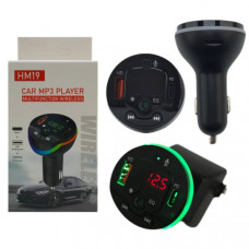 АКЦИЯ!!! FM-Модулятор HM19, Bluetooth, 1USB, TYPE-C, TF, 5V-3.1A, HF, FM, LED. Продается КРАТНО 3ШТ!!