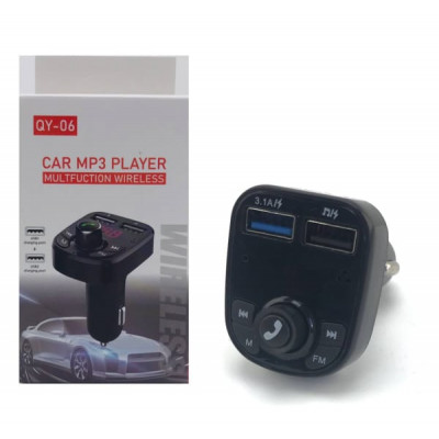 АКЦИЯ!!! FM-Модулятор QY06, Bluetooth, 2USB, 5V-3.1A. Продается КРАТНО 3шт!!!
