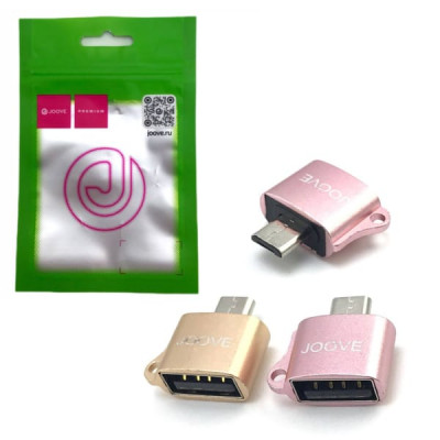 АКЦИЯ!!! OTG переходник USB(AF)-micro USB(AM) JOOVE J-6, USB3.0, цвет микс. Продается КРАТНО 10шт!!!