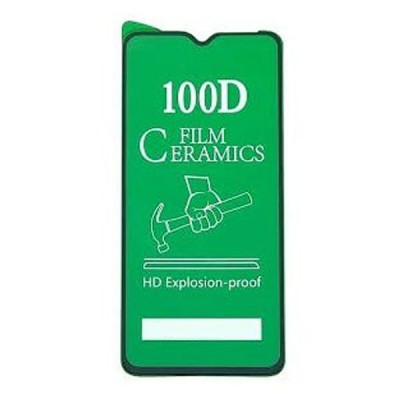 Стекло защитное  Realme 5/A5/A9/C3 Ceramics Film черная рамка, техпак