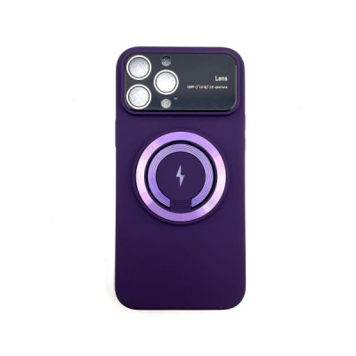 Чехол MagSafe iP 13 Pro Max силиконовый, с кольцом, цвет Dark Violet (с защитой линз камер)