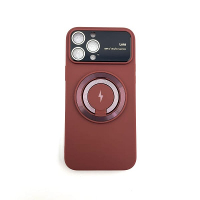 Чехол MagSafe iP 13 Pro Max силиконовый, с кольцом, цвет Brown (с защитой линз камер)