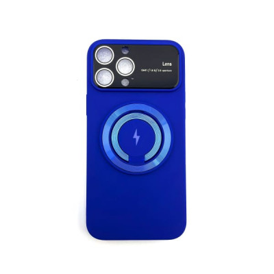 Чехол MagSafe iP 13 Pro Max силиконовый, с кольцом, цвет Dark Blue (с защитой линз камер)