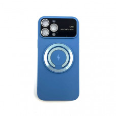 Чехол MagSafe iP 14 Pro Max силиконовый, с кольцом, цвет Blue (с защитой линз камер)
