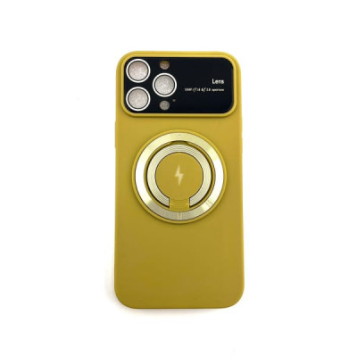 Чехол MagSafe iP 13 Pro силиконовый, с кольцом, цвет Gold (с защитой линз камер)