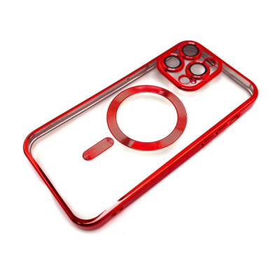Чехол MagSafe Luxury iP 15 Pro Max силиконовый, цвет Red (с защитой линз камер)