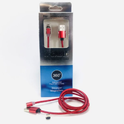 АКЦИЯ! Кабель Micro USB магнитный 360 1м, тканевый, Red. Продается КРАТНО 10шт!