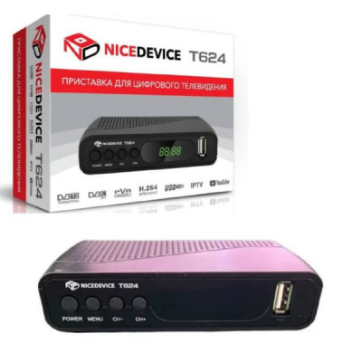 Цифровой ресивер эфирный DVB-T2 NICEDEVICE T624
Тип приставка для цифрового ТВ. Параметры питания 100-250 В/50-60 Гц. Основной цвет черный. Цифровые телевизионные стандарты DVB-C, DVB-T, DVB-T2. Формат сжатия видео H.264, MPEG2, MPEG4. Запись на внешний н