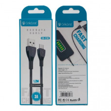 Кабель Type-C Celebrat CB-23C 1.2м, 3A, ПВХ, Black