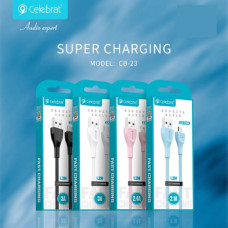Кабель Micro USB Celebrat CB-23 1м, 2.1А, ПВХ, Black