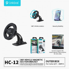 Держатель мобильного телефона магнитный Celebrat HC-12 на панель, Black