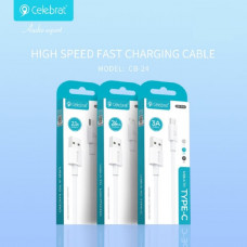 Кабель Lightning Celebrat CB-24L 1.2м, 2.4A, ПВХ, White