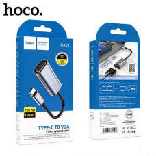 Переходник Hoco UA21 Type-C (папа) to VGA (мама) Metal grey. Поддержка FullHD 1080p (1920х1080/30Hz) Plug+Play (быстрое подключение без дополнительных установок). Можно подключить проектор или HDTV Совместим с основными операционными системами, такими как
