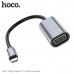 Переходник Hoco UA21 Type-C (папа) to VGA (мама) Metal grey. Поддержка FullHD 1080p (1920х1080/30Hz) Plug+Play (быстрое подключение без дополнительных установок). Можно подключить проектор или HDTV Совместим с основными операционными системами, такими как