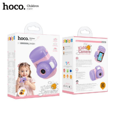 Фотоаппарат детский HOCO DV201 Pink (2 млн пикселей). Дисплей: 2.4 дюйма IPS HD дисплей, разрешение 240х320. Разрешение съемки видео FHD (1920 х 1080) и фото 32MP.  Встроенная батарея: 600mAh/3.7V. Поддержка карты памяти до 32G Размер: 95.4 х 65.5 х 47.2м