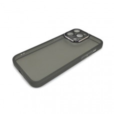 Чехол силиконовый iP 14 Pro Max Clear Case, цвет Черный (с защитой камеры)