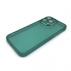 Чехол силиконовый iP 14 Pro Max Clear Case, цвет Темно-Зеленый (с защитой камеры)