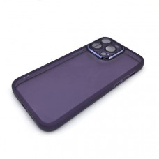 Чехол силиконовый iP 14 Pro Clear Case, цвет Темно-Фиолетовый (с защитой камеры)
