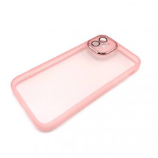 Чехол силиконовый iP 12 Clear Case, цвет Розовый (с защитой камеры)