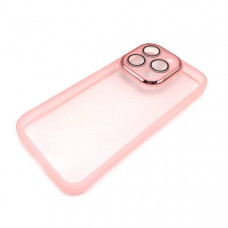 Чехол силиконовый iP 15 Pro Max Clear Case, цвет Розовый (с защитой камеры)