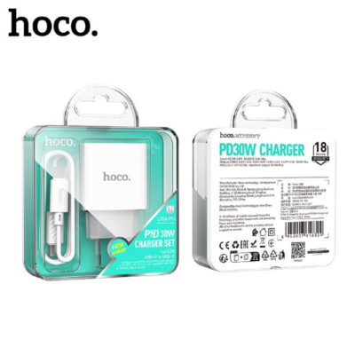 СЗУ-USB-C (Type-C)-Type-C HOCO C76A Pro 1м, 3A PD30W+QC3.0, White