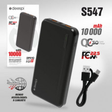 Внешний аккумулятор 10000 mAh Deespi  DP01Q Black(произведен на заводе НОСО)
Вход Micro 5V/2.4A Вход/Выход Type-C PD20W 5V/3A, 9V/2A, 12V/1.5A
Выход USB1/2: 4.5V/5A, 5V/4.5A, 9V/2.2A, 12V/1.67A