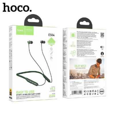Гарнитура Bluetooth для спорта вакуумная HOCO ES64 Magnetic Dark Green. Емкость аккумулятора: 200 мАч; Время зарядки: около 2 часов. Время использования: 30 часов; Время ожидания: 350 часов. Общая длина наушников составляет 85 см; Вес: 26,5 г. Кнопка тумб