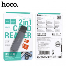 Кардридер HOCO HB45 Metal Gray TF3.0, SD, USB 3.0