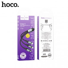 Кабель универсальный HOCO X102 Lightning+Micro+Type-C 1м, 2.4A, Black Кабель универсальный HOCO X102 Lightning+Micro+Type-C 1м, 2.4A, Black