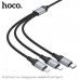 Кабель универсальный HOCO X102 Lightning+Micro+Type-C 1м, 2.4A, Black