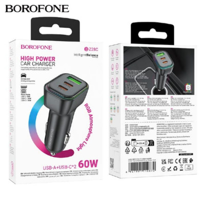 АЗУ-USB-2USB-C BOROFONE BZ28C PD30W+30W+18W, QC3.0, Black