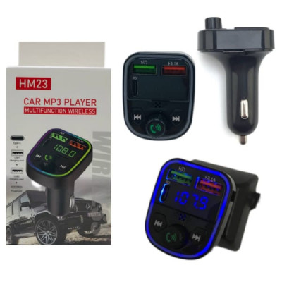 FM-Модулятор HM23, Bluetooth, 2USB, TYPE-C, TF, 5V-3.1A, HF, LED