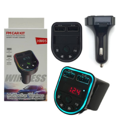 FM-Модулятор HM05, Bluetooth, 2USB, TYPE-C, TF, 5V-3.1A, HF, LED