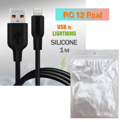 Кабель Lightning RC12 Real силиконовый 1000mm (Black) в блистере