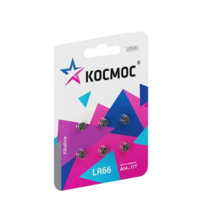 Батарейка КОСМОС AG04 LR66, LR626 BL-6