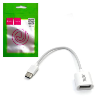 OTG переходник с кабелем USB(AM)/Type-C(AF) JOOVE J-07 White, длина 17см