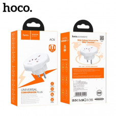 АКЦИЯ!!! Вилка-переходник HOCO AC6 10A/250V White. Продается КРАТНО 5шт!!!