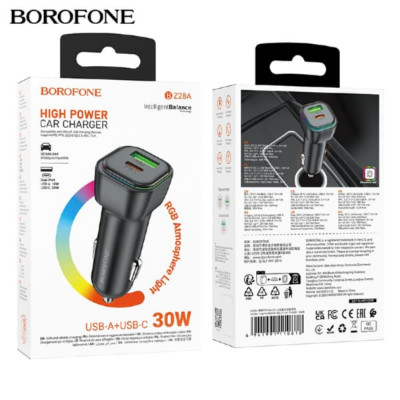 АЗУ-USB-USB-C BOROFONE BZ28A PD30W+18W QC3.0, Black