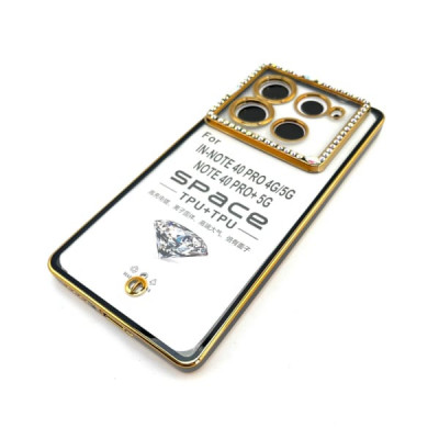 Чехол силиконовый Infinix Note 40 Pro/Note 40 Pro+ 5G прозрачный со стразами, цвет Black