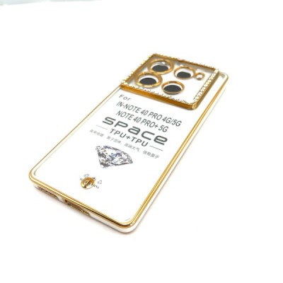 Чехол силиконовый Infinix Note 40 Pro/Note 40 Pro+ 5G прозрачный со стразами, цвет White