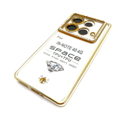 Чехол силиконовый Infinix Note 40 4G прозрачный со стразами, цвет White