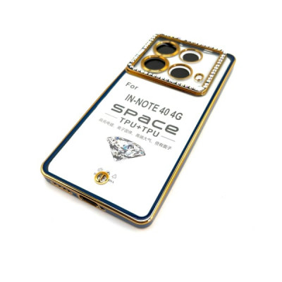 Чехол силиконовый Infinix Note 40 4G прозрачный со стразами, цвет Blue