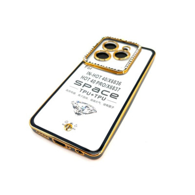 Чехол силиконовый Infinix Hot 40/Hot 40 Pro прозрачный со стразами, цвет Black