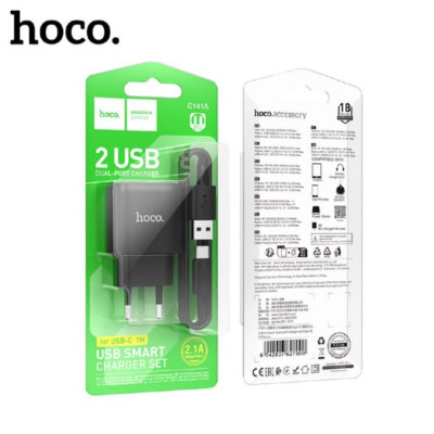 СЗУ-2USB Type-C HOCO C141A 1м, 2.1A, Black
