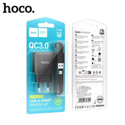СЗУ-USB Micro HOCO C140A 1м, QC3.0A, 18W, Black