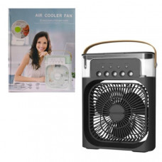 Вентилятор-Кондиционер настольный Air Cooler Fan, Black функция-УВЛАЖНЕНИЕ ВОЗДУХА, питание от Type-C-USB, 7 цветный ночник, таймер 1,2,3 часа, отсек для ароматизатора, ремешок. Размеры: 21 х 9 х 26см. Вес 726г. Резервуар для воды 600 мл. Максимальная ско