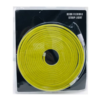 Лента светодиодная NEON FLEXIBLE STRIP LIGHT (6х12мм) 5 м, с коннектором 5,5 х 2,5, Желтая (Лимон), (IP65, 2835, DC-12V, потр.мощность 8-10W/1m,)