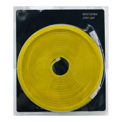 Лента светодиодная NEON FLEXIBLE STRIP LIGHT (6х12мм) 5 м, с коннектором 5,5 х 2,5, Желтая (IP65, 2835, DC-12V, потр.мощность 8-10W/1m,)