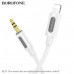 Аудио переходник Lightning(AM)-Jack3,5(AM) BOROFONE BL20 1м, силикон, White