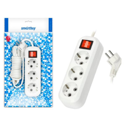 Удлинитель сетевой 2м 3 роз. Smartbuy 16А/3,5кВт с выкл. и заземлением ПВС 3х1,0 (SBE-16-3-02-ZS)